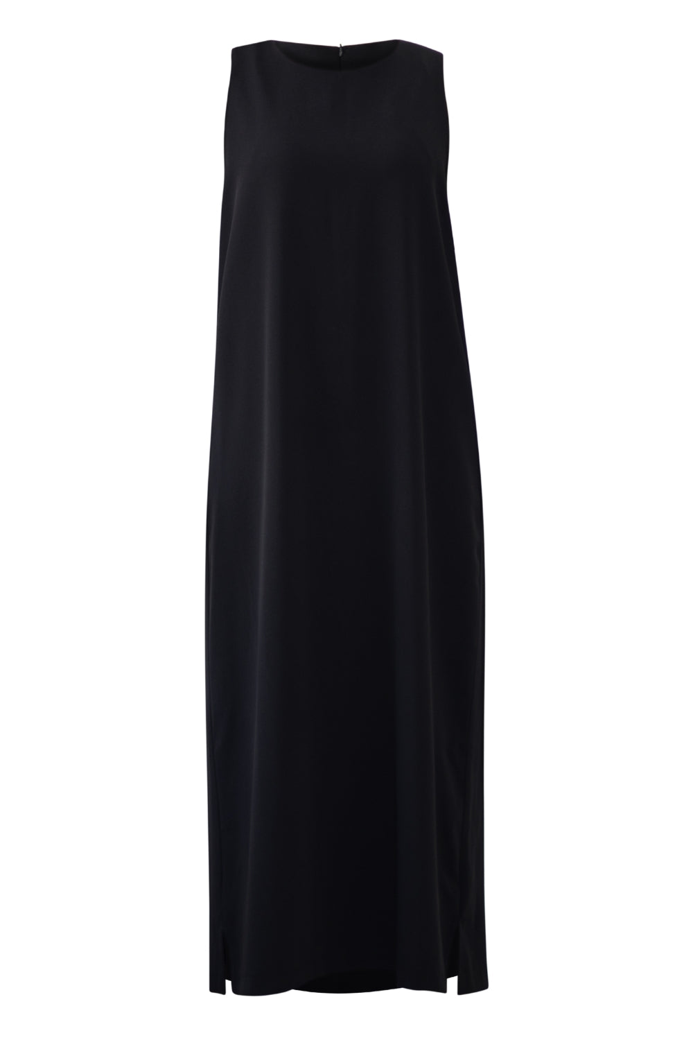 Front view of black sleeveless inner dress from Amani Pleated Blazer Set, modest and opaque