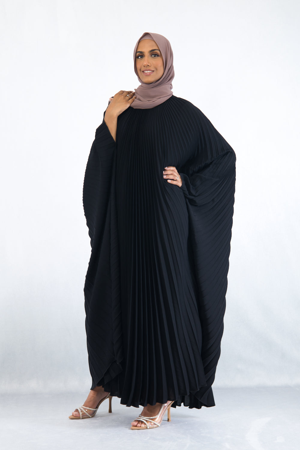 open lace back dress Samira Pleat Abaya Set main image 1