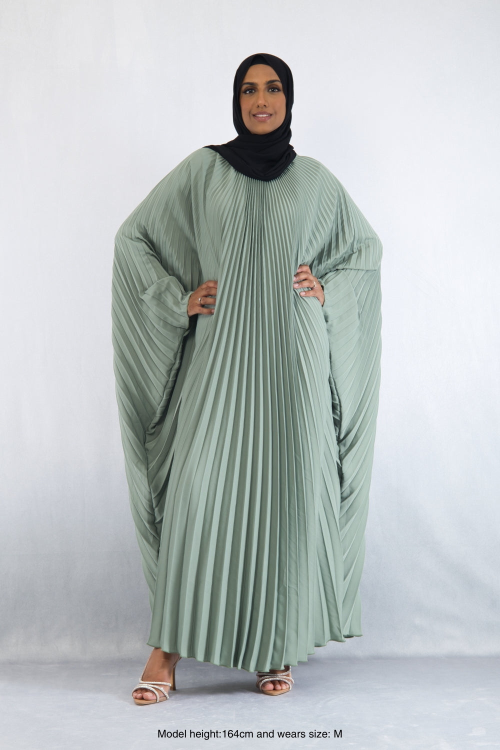 Elyana Pleated Abaya Sage Green