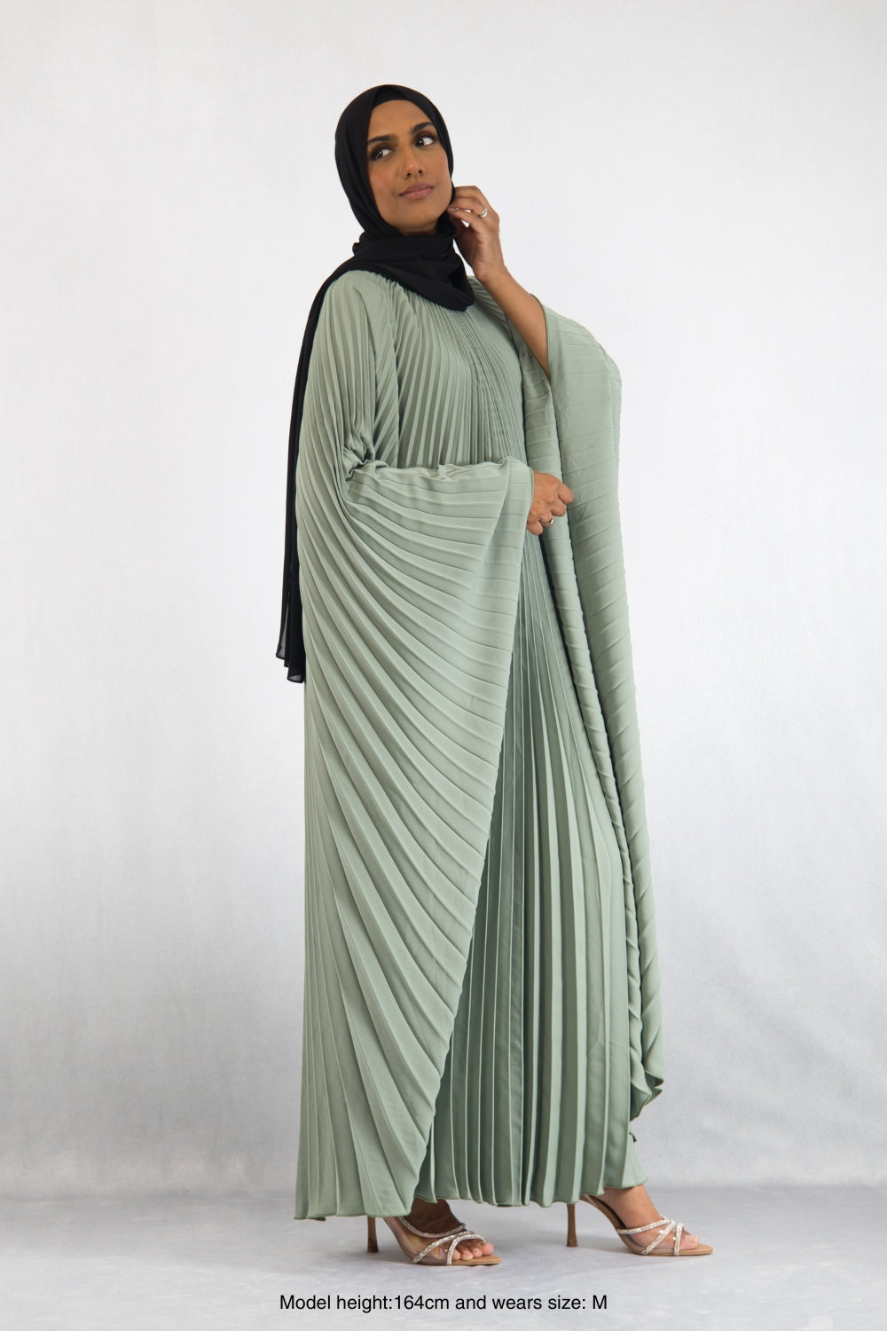Elyana Pleated Abaya Sage Green