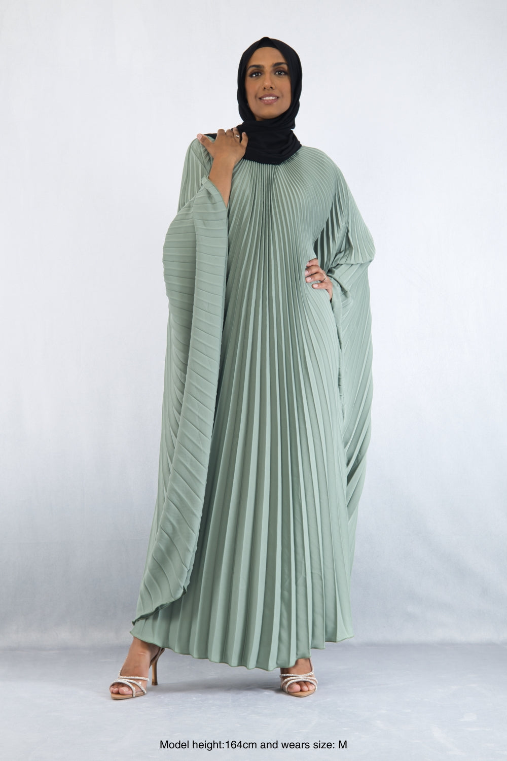 Elyana Pleated Abaya Sage Green