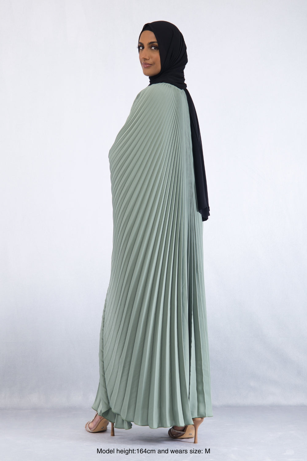Elyana Pleated Abaya Sage Green